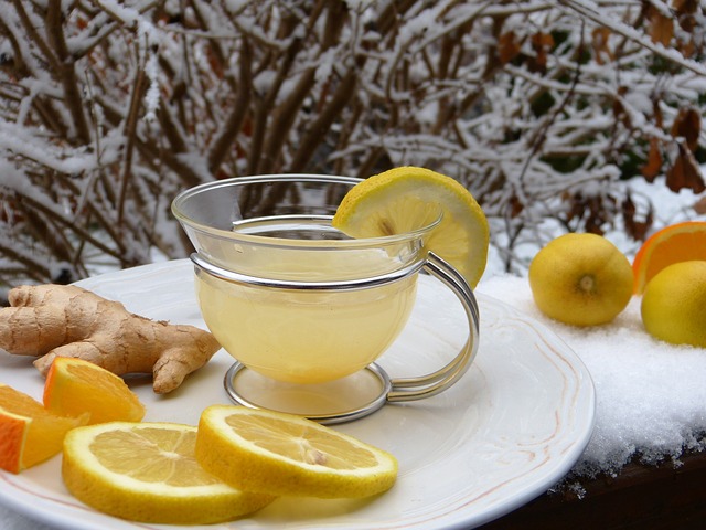 ginger tea and lemon for a healthy body