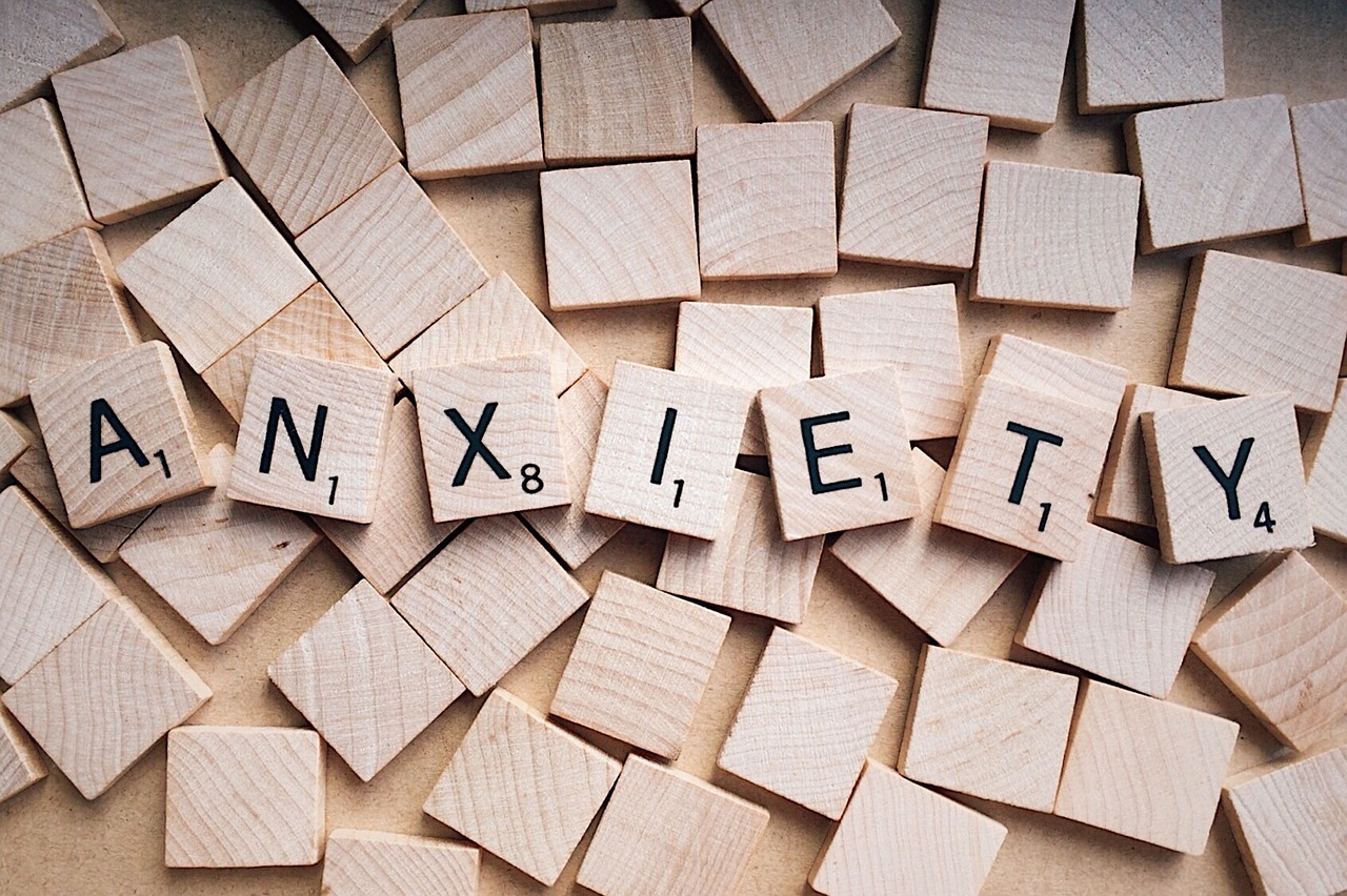 image showing the anxiety word spelt out with scrabble letters