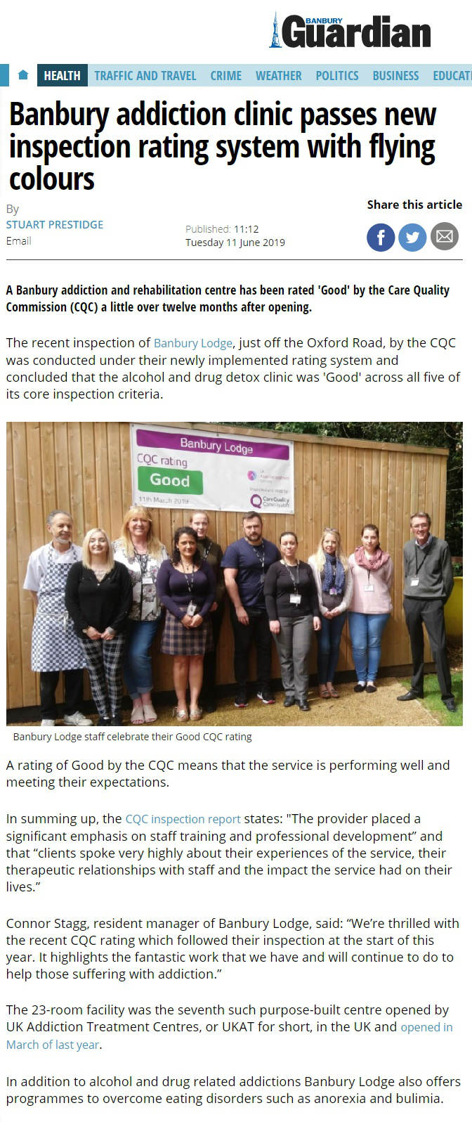 The Banbury Guardian Banbury Lodge Clinic Passes Inspection with